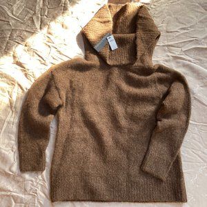 NWT Banana Republic Sz. L Alpaca Oversized Cowl-Neck Tunic Sweater Praline Brown